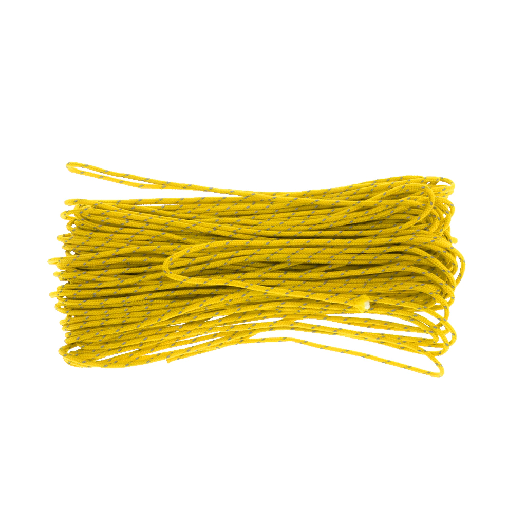 Cheap Goat Tents Highly Visible 20M 1.8MM Camping Tent Awning Reflective Guyline Rope Runners Cord   Yellow Tent Accessories   